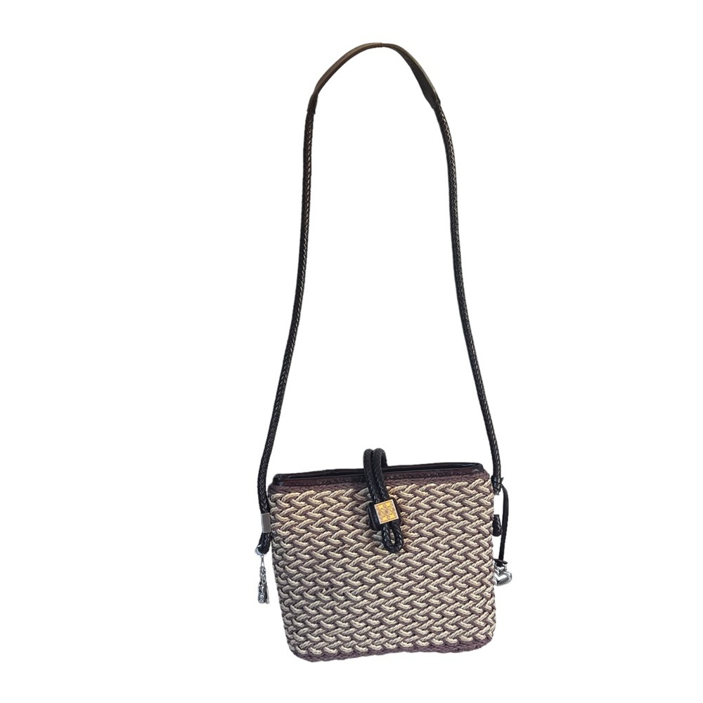 Brighton woven shoulder bag, beautiful tan brown leather charms